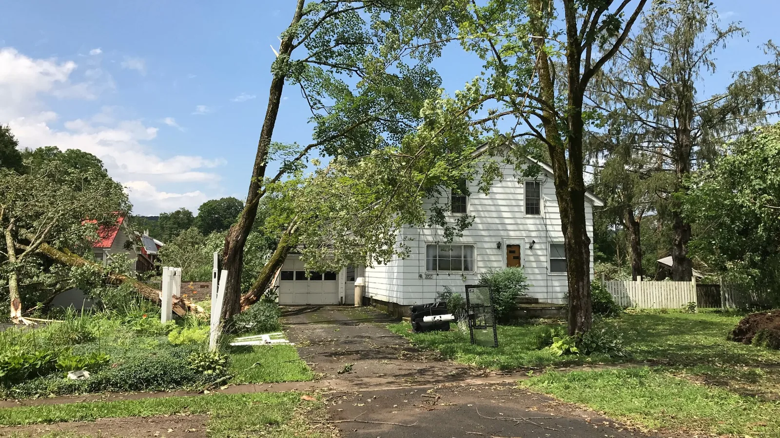 Commercial building and roof damage after a tornado